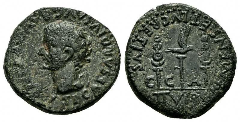 Caesaraugusta. Time of Tiberius. Half unit. 14-36 AD. Zaragoza. (Abh-378). (Acip...