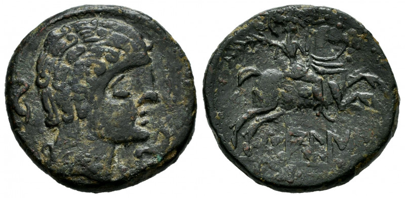 Lakine. Unit. 120-20 BC. Area of Aragon. (Abh-1656). (Acip-1505). Anv.: Male hea...