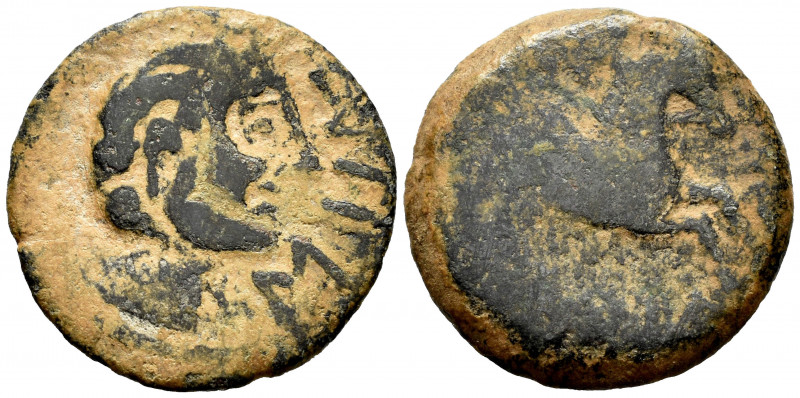 Oilaunikos-Oilaunes. Unit. 120-20 BC. North area of Ebro. (Abh-1862). Anv.: Male...