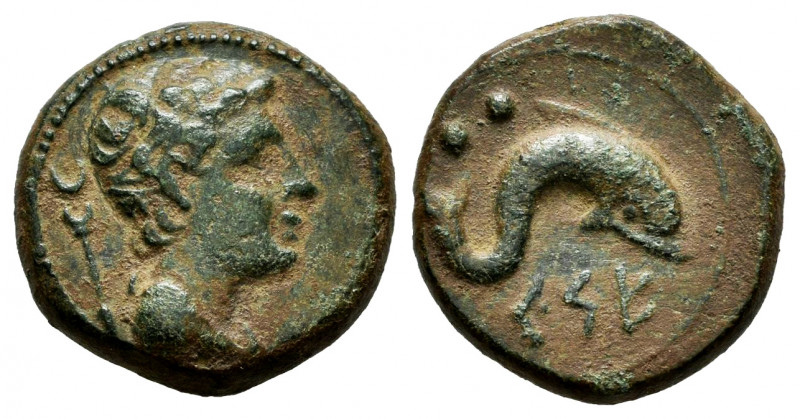 Kese. Sextans. 220-200 BC. Tarragona. (Abh-2346). Anv.: Male head right, caduceu...