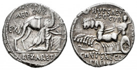 Aemilius. M Aemilius Scaurus y Pub. Plautius Hypsaeus. Denarius. 58 BC. Rome. (Ffc-123). (Craw-422/1b). (Cal-89). Anv.: M. SCAVR. / AED. CVR., above k...