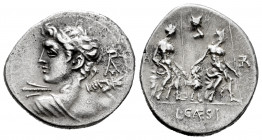 Caesius. Lucius Caesius. Denarius. 112-111 BC. South of Italy. (Ffc-222). (Craw-298/1). (Cal-297). Anv.: Diademed youthful bust of Vejovis left, (view...