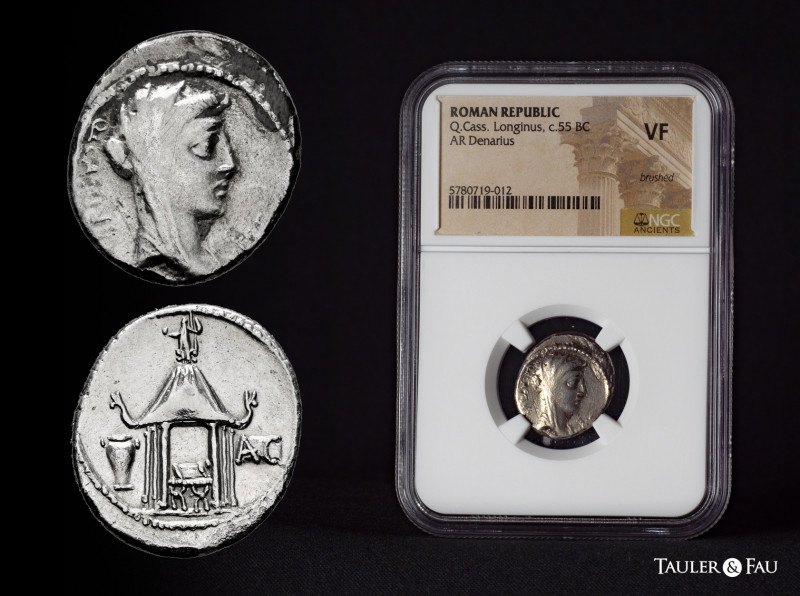 Cassius. Q. Cassius Longinus. Denarius. 55 BC. Rome. (Ffc-559). (Craw-428/1). (C...