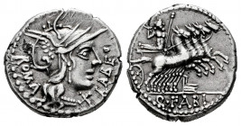 Fabius. Quintus Fabius Labeo. Denarius. 124 BC. Norte de Italia. (Ffc-697). (Craw-273/1). (Cal-571). Anv.: Head ot Roma right, LABEO., before, X under...