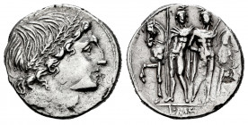 Memmius. L. Memmius. Denarius. 109-108 BC. Southeast Italy. (Ffc-906). (Craw-304/1). (Cal-980). Anv.: Laureate male head right, wearing oak-wreath. X ...