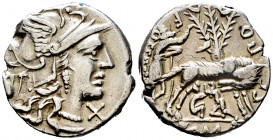 Pompeius. Sexergue Pompeius Fostulus. Denarius. 137 BC. Central Italy. (Ffc-1021). (Craw-235/1c). (Cal-1149). Anv.: Head of Roma right, X below chin, ...