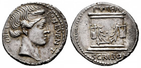 Scribonius. L. Scribonius Libo. Denarius. 62 BC. Rome. (Ffc-1102). (Craw-416/1a). (Cal-1248). Anv.: BON. EVENT before diademed head of Bonus Eventus r...