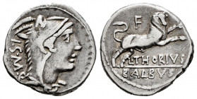 Thorius. L. Thorius Balbus. Denarius. 105 BC. Norte de Italia. (Ffc-1141). (Craw-316/1). (Cal-1300). Anv.: Head of Juno of Lanuvium right, wearing goa...