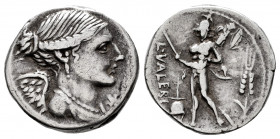 Valerius. L. Valerius FlADcus. Denarius. 108-107 BC. South of Italy. (Ffc-1165). (Craw-306/1). (Cal-1322). Anv.: Bust of Victory winged and draped rig...