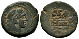 Cluvius Saxula. Quadrans. 169-157 d.C. Rome. (Spink-1108). (Craw-173/4). Rev.: Prow of galley right; C • SAX above. Ae. 7,19 g. VF. Est...65,00. 

S...