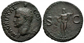 Agrippa. Unit. 37-41 AD. Rome. (Ric-I 58). (Bmcre-161). Anv.: M•AGRIPPA•L F•COS III, head to left, wearing rostral crown. Rev.: Neptune standing to le...