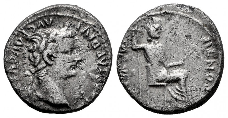 Tiberius. Denarius. 14-37 AD. Lugdunum. (Ric-26). (Seaby-16). Ag. 3,75 g. Choice...