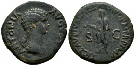 Antonia. Dupondius. 41-50 AD. Rome. (Ric-I 92 Claudius). (Bmcre-166). Anv.: ANTONIA AVGVS(TA), draped bust to right. Rev.: TI CLAVDIVS CAESAR AVG P M ...