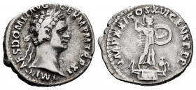 Domitian. Denarius. 92-93 AD. Rome. (Ric-167a). (Seaby-274). Rev.: IMP XXI COS XVI CENS P P P. Minerva on vessel. Ag. 3,41 g. Almost VF. Est...50,00. ...