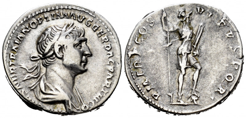 Trajan. Denarius. 98-117 AD. Rome. (Ric-353). Anv.: IMP CAES NER TRAIANO OPTIM A...