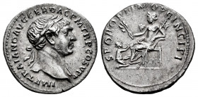Trajan. Denarius. 103-111 AD. Rome. (Ric-188). (Rsc-417). Anv.: IMP TRAIANO AVG GER DAC P M TR P COS V P P, laureate bust right, slight drapery on far...
