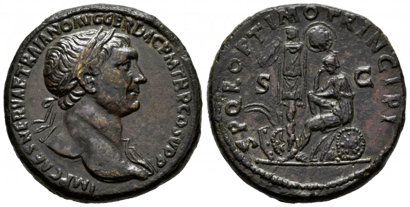 Trajan. Sestertius. 103-111 AD. Rome. (Ric-560). (Bmcre-786). (Ch-531). Anv.: IM...