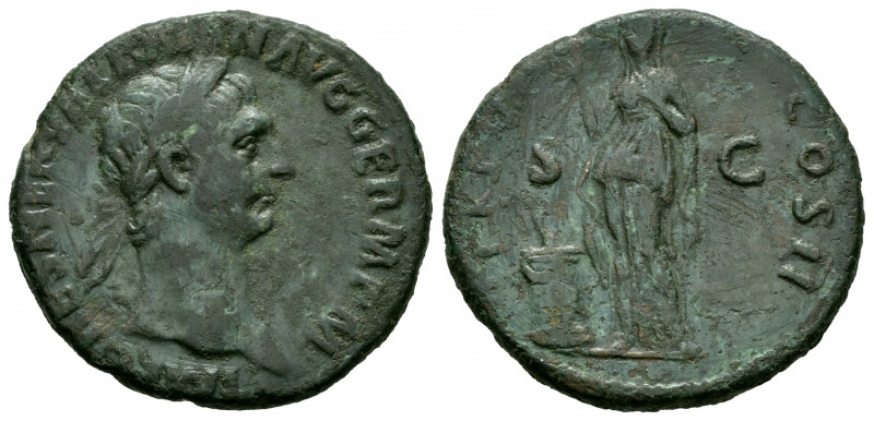 Trajan. Unit. 99 AD. Rome. (Spink-3240). (Ric-392). Rev.: TR POT COS II SC. Ae. ...