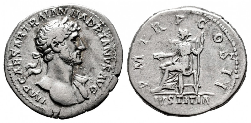 Hadrian. Denarius. 118 AD. Rome. (Ric-42). (Seaby-877). Rev.: P M TR P COS II / ...