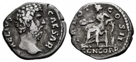 Aelius. Denarius. 137 AD. Rome. (Ric-II 3 2625). (Bmcre-981). (Rsc-1). Anv.: L AELIVS CAESAR, bare head to right. Rev.: TR POT COS II, Concordia seate...