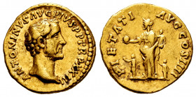 Antoninus Pius. Aureus. 159-160 AD. Rome. (Ric-302). (Bmc-984). (Cal-1602). Anv.: ANTONINVS AVG PIVS P P TR P XXIII, laureate head right. Rev.: PIETAT...