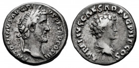 Antoninus Pius and Marcus Aurelius. Denarius. 140 AD. Rome. (Ric-III 417a). (Bmcre-155). (Rsc-15). Anv.: ANTONINVS AVG PIVS P P TR P COS III, laureate...