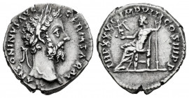 Marcus Aurelius. Denarius. 176-177 AD. Rome. (Ric-371). Anv.: M ANTONINVS AVG GERM SARM. Rev.: TR P XXXI IMP VIII COS III P P, Jupiter seated left, ho...