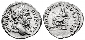 Septimius Severus. Denarius. 193-211 AD. Rome. (Ric-230). Rev.: P M TR P XVII COS III P P. Salus seated left on throne, feeding serpent held in her ar...