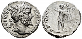 Septimius Severus. Denarius. 197 AD. Rome. (Ric-IV 105). Anv.: L SEPT SEV PERT AVG IMP X, laureate head right. Rev.: P M TR P VI COS II P P, Sol stand...