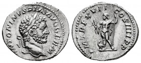 Caracalla. Denarius. 214 AD. Rome. (Ric-240). (Bmcre-94). (Rsc-239). Anv.: ANTONINVS PIVS AVG GERM, laureate head to right. Rev.: P M TR P XVII COS II...