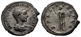 Diadumenian. Denarius. 217-218 AD. Rome. (Ric-IV 116). (Bmcre-94). (Rsc-21). Anv.: M OPEL ANT DIADVMENIAN CAES, bare-headed, draped and cuirassed bust...