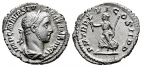 Severus Alexander. Denarius. 227 AD. Rome. (Spink-7904). (Ric-83). (Seaby-319). Rev.: P M TR P VI COS II P P, Pax running to left, holding olive-branc...