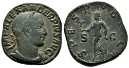 Severus Alexander. Sestertius. 231-235 AD. Rome. (Cal-IV 648). (C-547). Anv.: IMP ALEXANDER PIVS AVG, laureate, draped and cuirassed bust right. Rev.:...