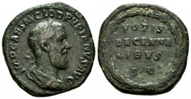 Pupienus. Sestertius. 238 AD. Rome. (Spink-8541). (Ric-18). Rev.: VOTIS / DECENNA / LIBVS / S C within wreath. Ae. 19,45 g. Scarce. Choice VF. Est...3...
