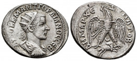 Gordian III. Seleucis and Pieria. Tetradrachm. 242 AD. Antioch. (Prieur-301). (McAlee-880). Anv.: AYTOK K M ANT ΓOΡΔIANOC CEB, radiate, draped and cui...