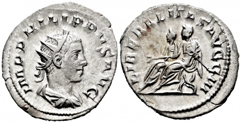 Philip II. Antoninianus. 247 AD. Rome. (Spink-9265). (Ric-230). (Seaby-17). Rev....