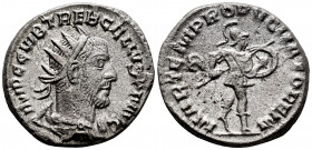 Trebonianus Gallus. Antoninianus. 251-253 AD. Antioch. (Ric-IV 84). (Rsc-70). Anv.: IMP C C VIB TREB GALLVS P F AVG, radiate, draped and cuirassed bus...