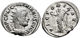 Valerian I. Antoninianus. 254 AD. Rome. (Ric-125). Anv.: IMP C P LIC VALERIANVS AVG, radiate, draped and cuirassed bust right. Rev.: VICTORIA AVGG, Vi...