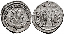 Valerian I. Antoninianus. 253-260 AD. Antioch. (Ric-292c). Anv.: IMP C P LIC VALERIANVS AVG, radiate, draped and cuirassed bust right. Rev.: VIRTVS AV...