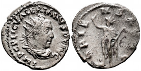 Valerian I. Antoninianus. 257 AD. Viminacium. (Ric-106). Anv.: IMPC P LIC VALERIANVS P F AVG, radiate, draped and cuirassed bust right. Rev.: ORIENS A...