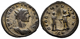 Aurelian. Antoninianus. 274-275 AD. Anv.: IMP AVRELIANVS AVG, radiate and cuirassed bust to right. Rev.: FIDES MILITVM. Aureliano in military garb on ...