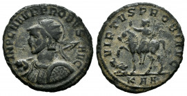 Probus. Antoninianus. 276-282 AD. Serdica. (Ric-886). Anv.: IMP C M AVR PROBVS P F AVG, helmeted, radiate and cuirassed bust left, with spear over sho...