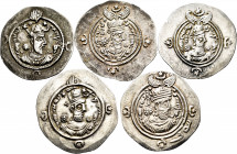 Lot of 5 drachms from the Sassanid Empire. Different years and mints. Ag. TO EXAMINE. Mbc-/Mbc+. Est...160,00. 

Spanish Description: Lote de 5 drac...