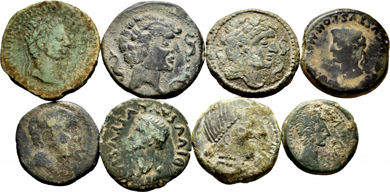 Lot of 8 Iberian coins. Bronzes from different mints: Ieso, Emerita Augusta, Obu...
