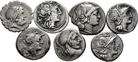 Lot of 7 denarii of the Roman Republic; Anonymous, Acilia, Antonia, Claudia, Cornelia, Maenia and Saufeia. TO EXAMINE. F/Almost VF. Est...220,00. 

...