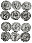 Lot of 6 denarii of the Roman Empire; Hadrian, Eliogabalus, Marcus Aurelius, Alexander Severus, Geta and Septimius Severus. Cleaned. TO EXAMINE. Almos...