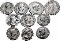 Lot of 10 coins of the Roman Empire; 3 antoninians and 7 denarii. TO EXAMINE. F/Almost VF. Est...250,00. 

Spanish Description: Lote de 10 monedas d...