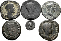 Lot of 6 coins from the Roman Empire, 5 sestertii and 1 quinarius. TO EXAMINE. Almost VF/Choice VF. Est...250,00. 

Spanish Description: Lote de 6 p...