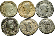 Lot of 6 coins from the Roman Empire. Sestertius and Units of different emperors: Nero, Vitellius, Maximinus, Gordianus III, Philip I and Julia Mamaea...