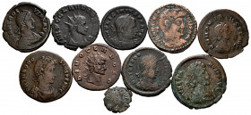 Lot of 10 coins from the Roman Empire. Different modules with a variety of mints and backs of emperors such as: Theodosius I, Theodosius II; Claudius ...